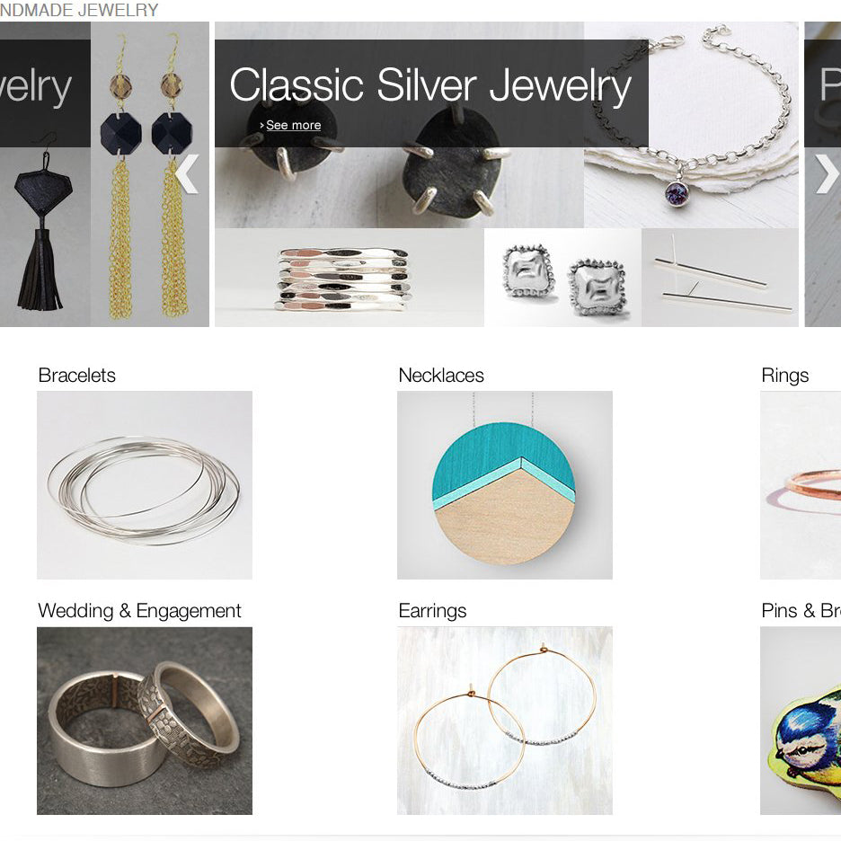 Displayed on the front page of Amazon Handmade Jewelry